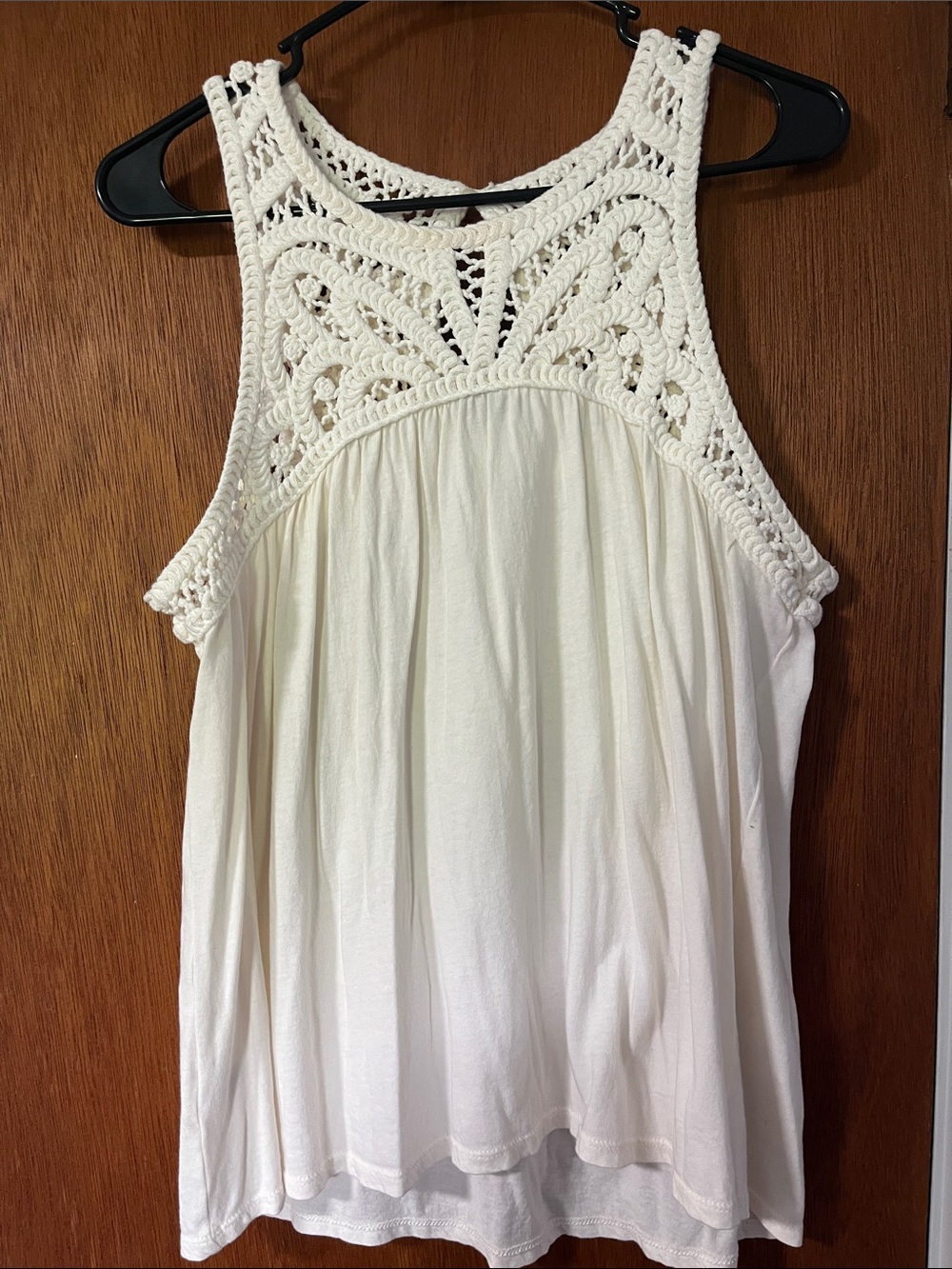 LOFT Ivory Crochet Yoke Tank Top